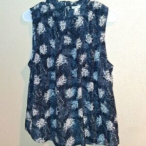 Joie Sleeveless Floral Black Gray White Top L